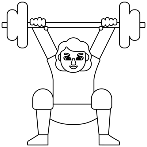 Woman Lifting Weights Emoji Coloring Page